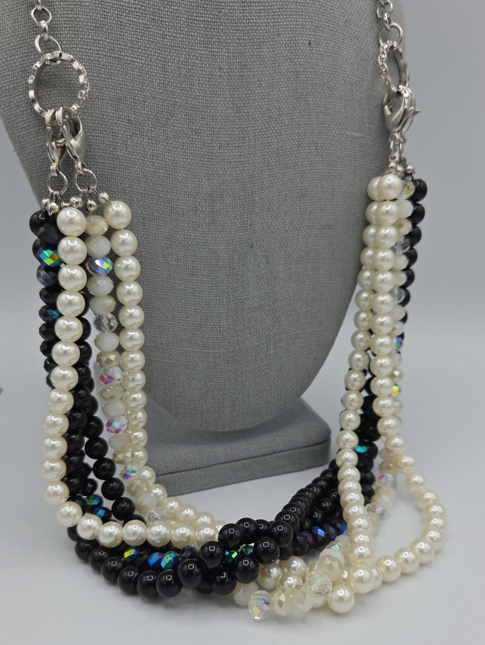 5 for $25! Premier Designs Multi-Strand Black & White Pearl Beaded Necklace